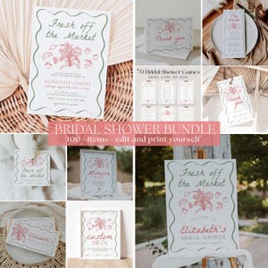Off the Market Bridal Shower Invitation Bundle, Farmer's Market Bridal Shower Invitation and Games | MARKET