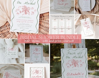 Lot d'invitations nuptiales fraîches du marché, faire-part fête d'anniversaire et jeux Farmer's Market | MARCHÉ