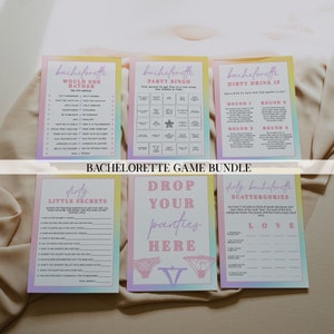 Bachelorette Game Bundle Template, Space Cowgirl Bachelorette Party Games, Dirty Bachelorette Games, Disco Cowgirl Drinking Games | DONNA