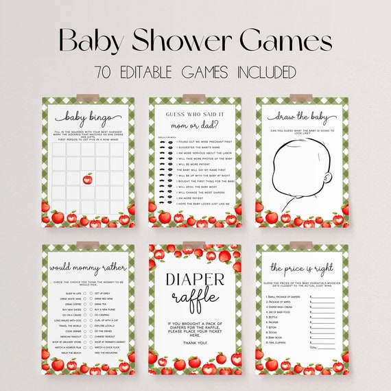 70 Baby Shower Games, Apple Baby Shower Game Bundle, Apple of Our Eye Baby Shower Bundle, Baby Party Games, Fall Baby Shower Games | APPLE