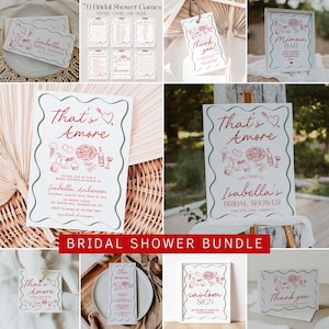 That's Amore Bridal Shower Invitation Bundle, Italian Bridal Shower Invitation and Games Bundle, Whimsical Hand Drawn Bridal Shower | AMORE