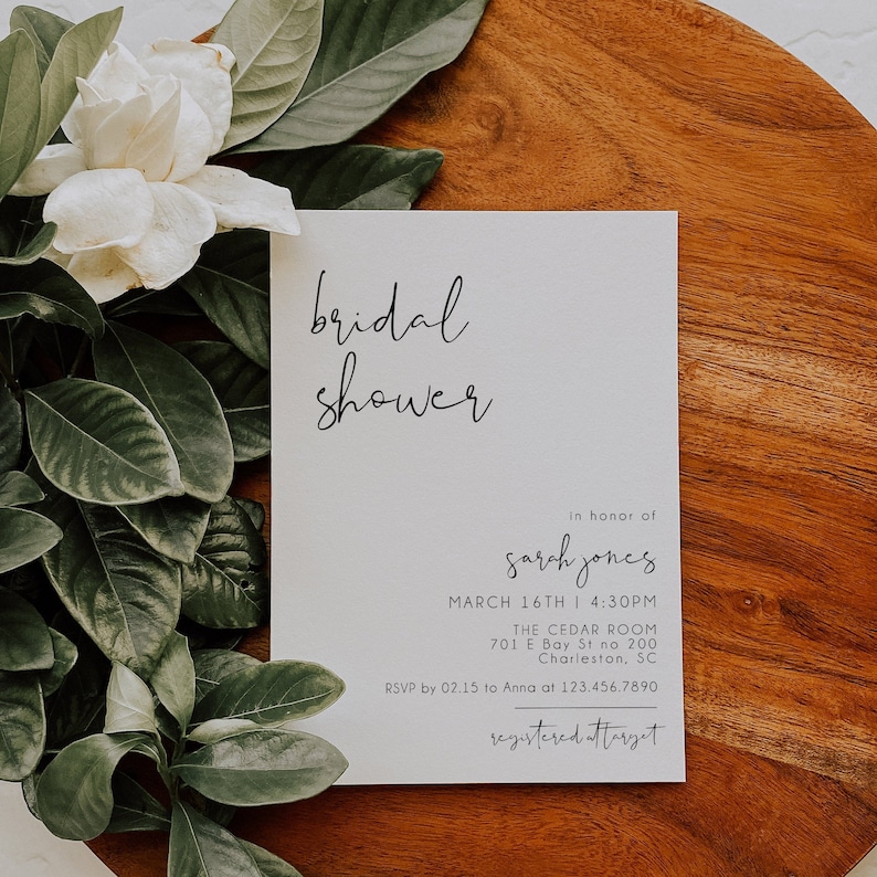 Couples Shower Invite Photo Bridal Shower Invite Minimalist Bridal Shower Invitation Template Evite SARAH Modern Bridal Shower Invites