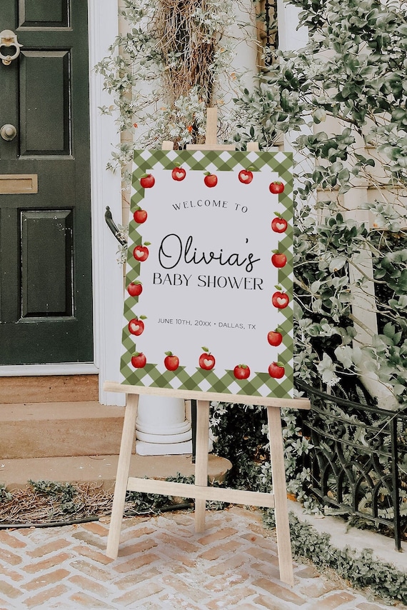 Apple Baby Shower Welcome Sign Template, Apple of Our Eye Baby Welcome Poster, Fall Baby Shower Sign, Apple Birthday Sign | APPLE