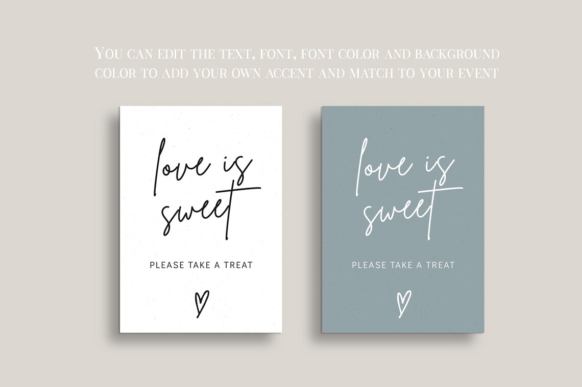 Love is Sweet Sign Template Printable Wedding Favor Sign | Etsy