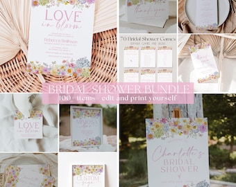 Bundel met wilde bloemen vrijgezellenfeest, Love in Bloom vrijgezellenfeest en spelletjesbundel, zomerbloemen vrijgezellenfeestspellen | LEA