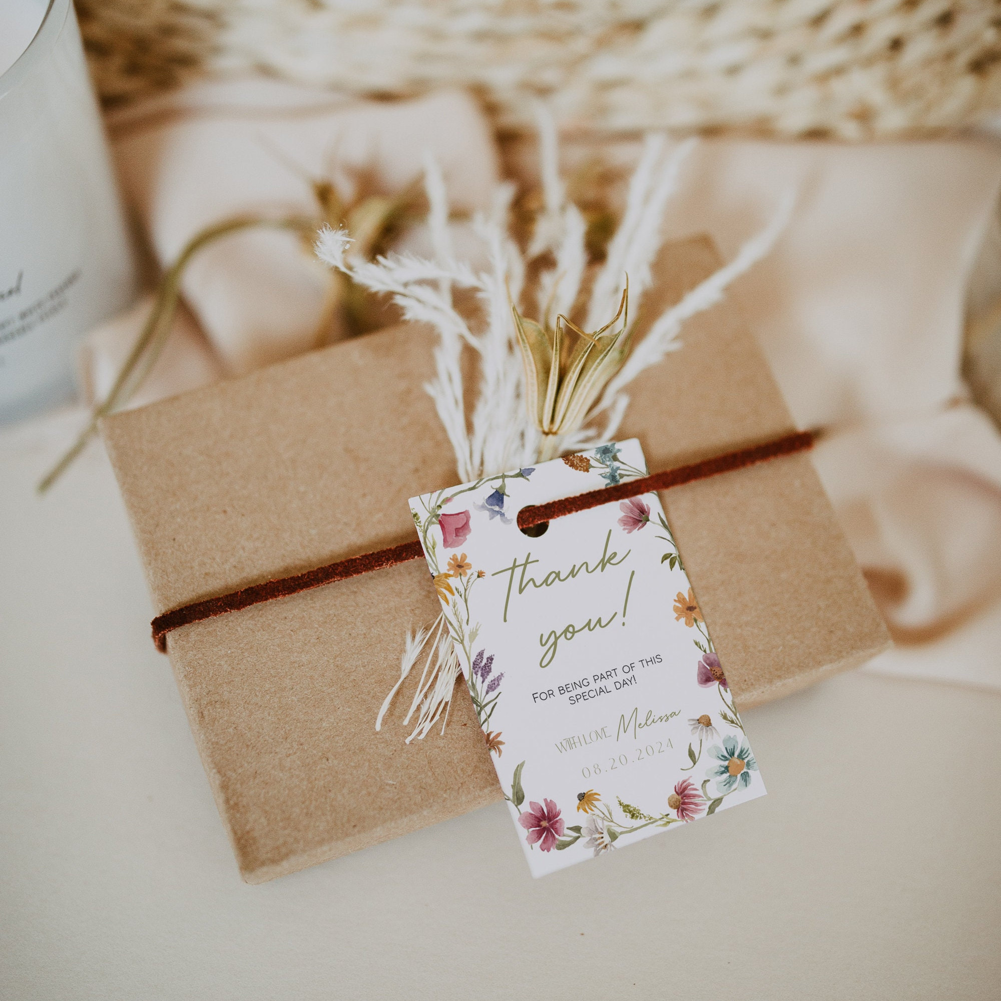 Wildflower Baby Shower Favor Tags Template Editable Favor Tag Wildflower Thank You Tag Floral Favor Tag Birthday Favor Tag