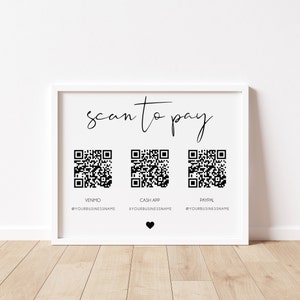 QR Code Sign Template, Scan to Pay Sign, Venmo Sign, Small Business Marketing, CashApp QR Code Sign, PayPal Payment Sign | SARAH