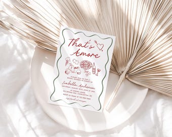 That's Amore Bridal Shower Invitation Template, Italian Bridal Shower Invite, Whimsical Hand Drawn Bridal Shower Invitation | AMORE