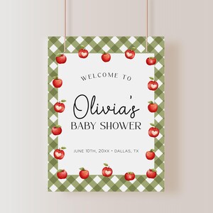 Apple Baby Shower Welcome Sign Template, Apple of Our Eye Baby Welcome Poster, Fall Baby Shower Sign, Apple Birthday Sign | APPLE image 2