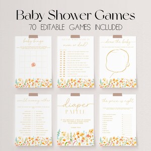 70 Baby Shower Games, Baby in Bloom Baby Shower Game Bundle, Wildflower Baby Shower Bundle, Boho Floral Spring Baby Shower Games | ZOEY