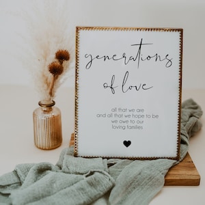 Generations of Love Sign Template, Loving Families Sign Printable, All That We Hope To Be, Minimalist Wedding Sign, Wedding Signage | SARAH