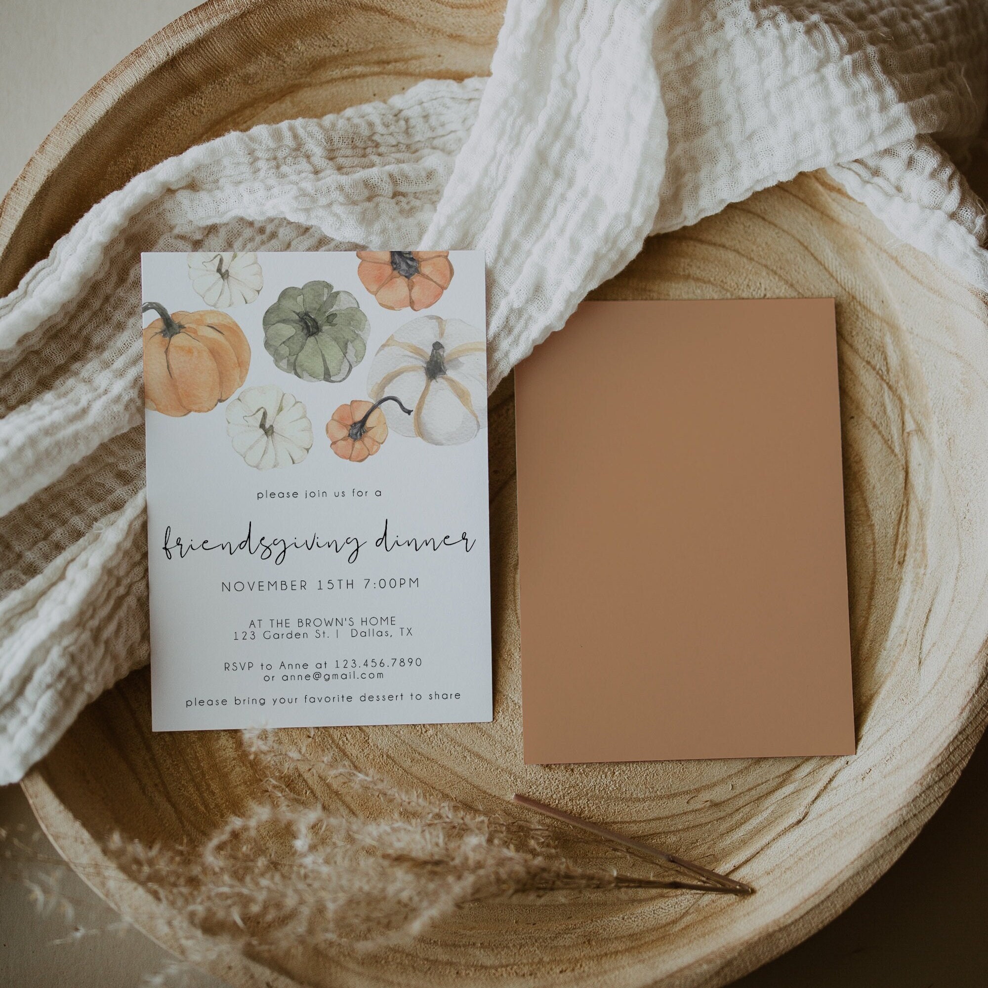 Friendsgiving Invitation Template, Thanksgiving Dinner Invitation, Pu…