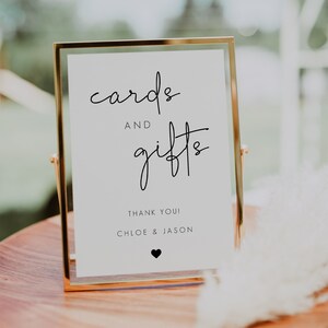 Cards and Gifts Sign Template, Minimalist Wedding Reception Cards and Gifts Sign, Bridal Shower Gift Sign, Wedding Cards Table Sign | CHLOE
