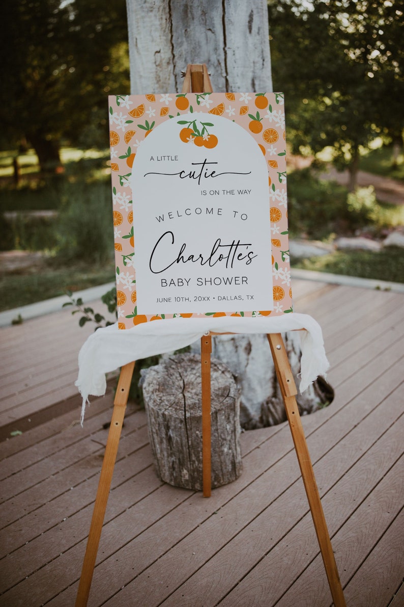 Orange Citrus Baby Shower Welcome Sign Template (Digital Download) | CUTIE image 2