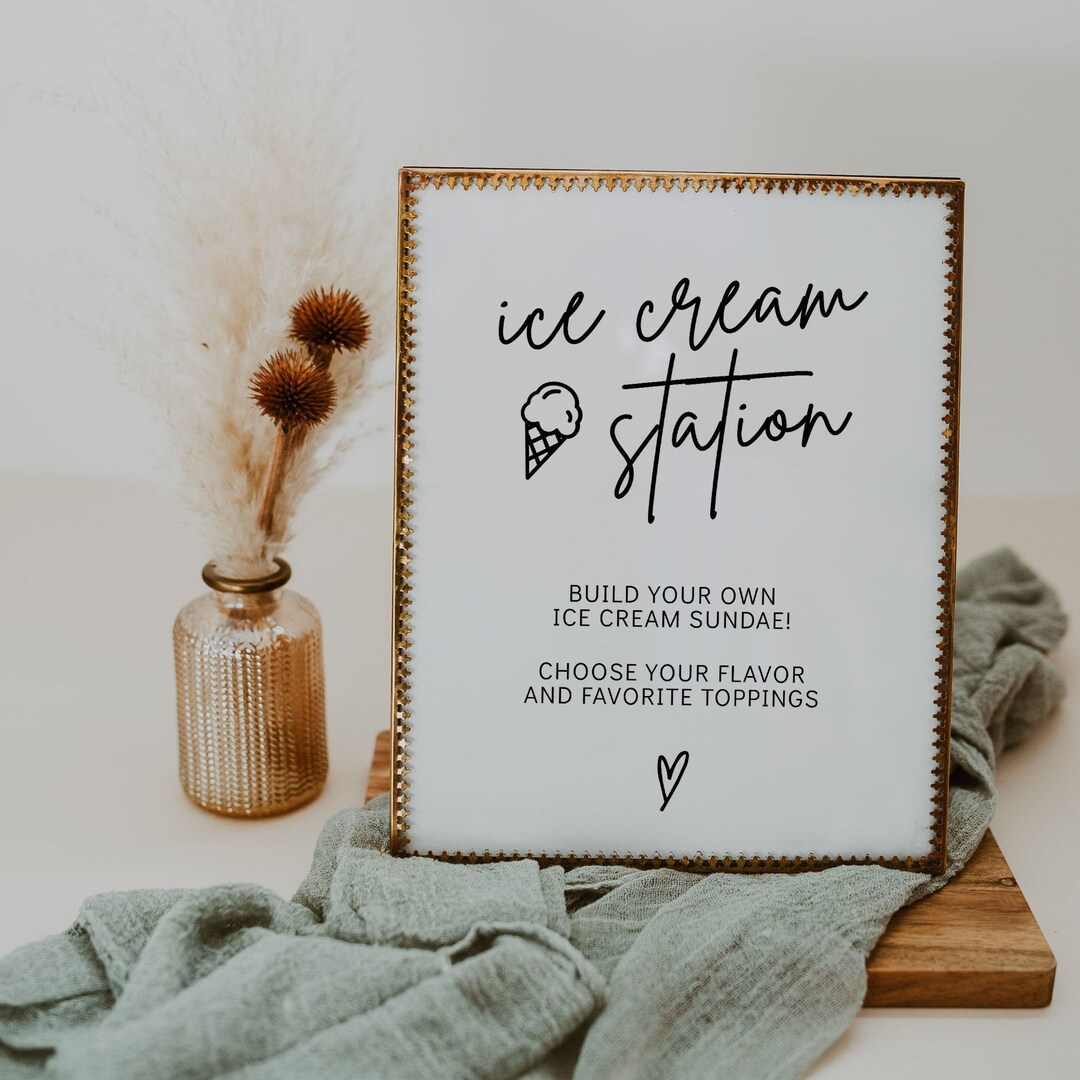 Ice Cream Bar Sign Template, Ice Cream Station Sign Printable, Modern