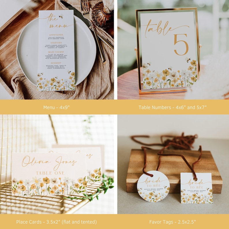 Bride to Bee Bridal Shower Invitation Bundle, Wildflower Bridal Shower Invitation and Games Bundle, Spring Floral Bridal Shower Games BEE zdjęcie 3