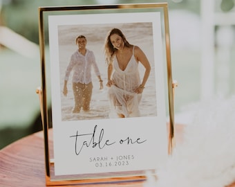 Modern Photo Wedding Table Number Template (Digital Download)
