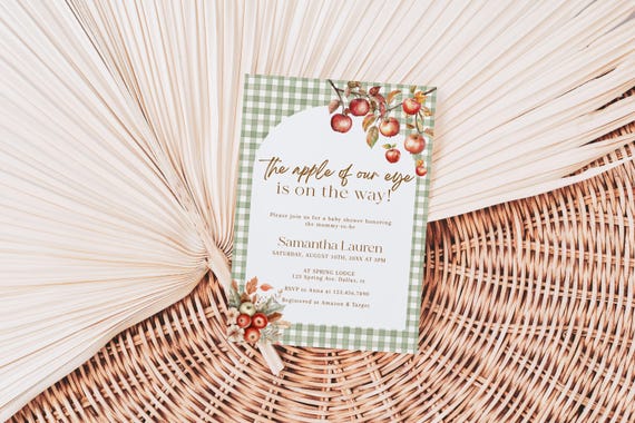 The Apple of Our Eye Baby Shower Invitation Template, Autumn Apple Baby Shower Invite, Fall Baby Shower Invitation | GALA