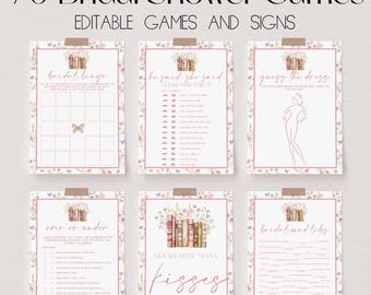 Storybook Bridal Shower Games Bundle, New Chapter Bridal Shower Games, Vintage Book Shower Games, Editable Bridal Party Games | BOOK