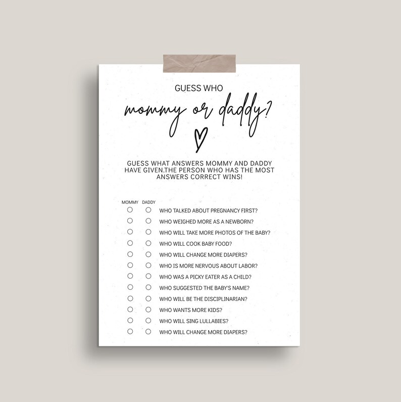Guess Who Baby Shower Game Template Mommy or Daddy Printable - Etsy