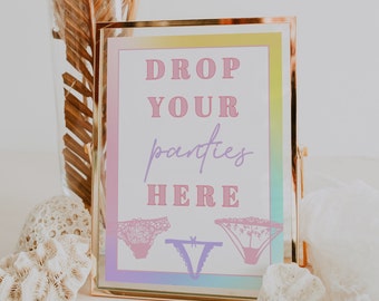 Bachelorette Panty Drop Game Template, Space Cowgirl Bachelorette Game, Drop Your Panties Here Sign, Bachelorette Game Insert Cards | DONNA