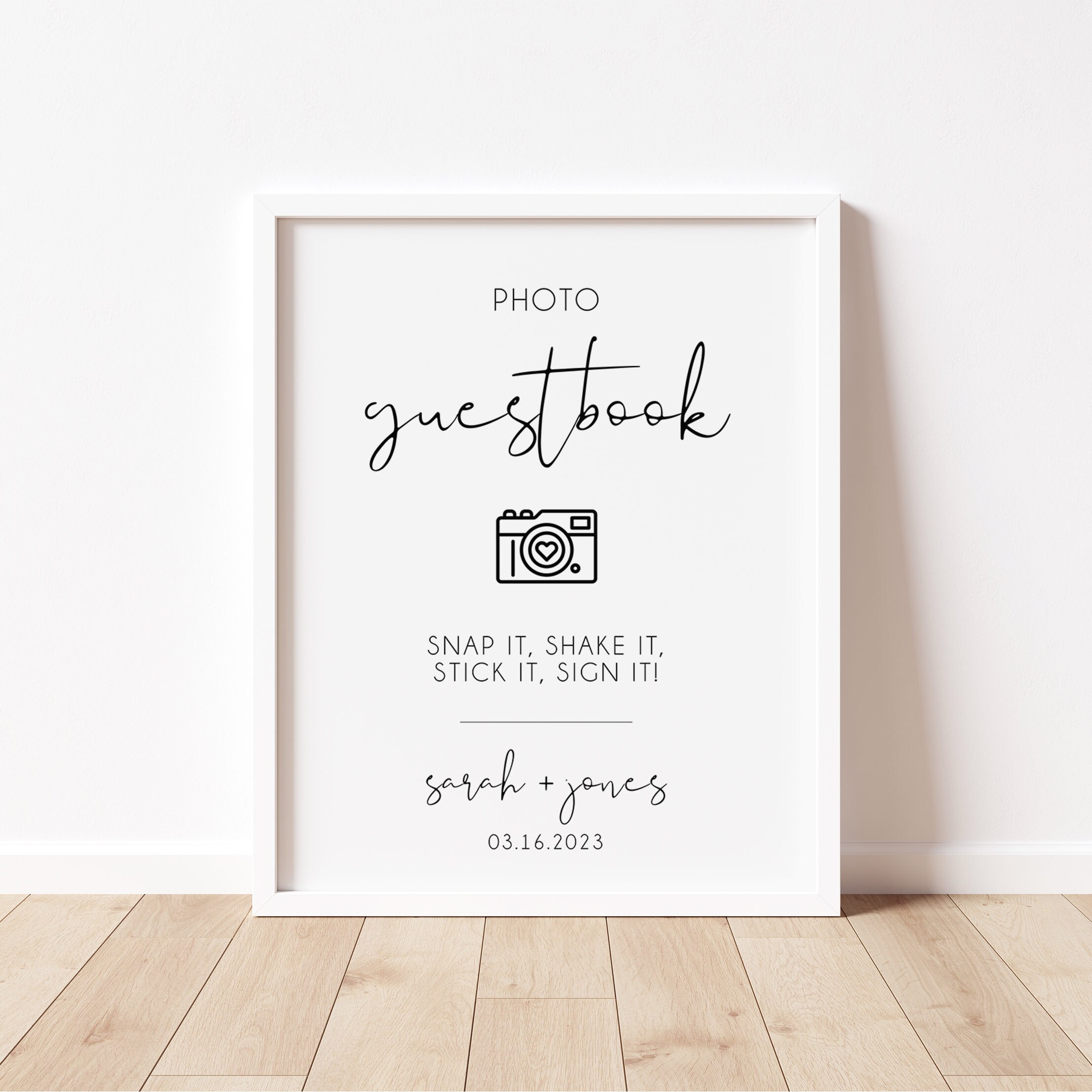 Photo Guest Book Sign Template Minimalist Wedding Photo Etsy