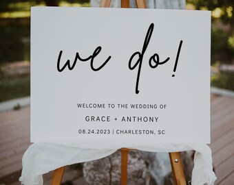 Wedding Welcome Sign, We Do Welcome Sign Printable, Minimalist Wedding Welcome Poster, Modern Wedding Signage, Simple Wedding | GRACE