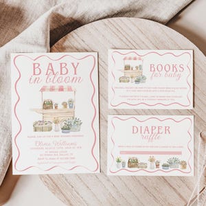 Baby in Bloom-Babyparty-Einladungs-Set-Vorlage, Blumenmarkt-Babyparty-Einladung, Wildblumen-Babyparty-Bundle, Blumen-Babyparty-Bundle | MYA