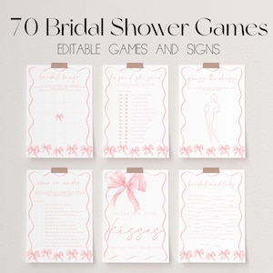 She's Tying The Knot Bridal Shower Games Bundle, Pink Bow Bridal Shower Games, Coquette Shower Games, Editable Bridal Party Games | BOW
