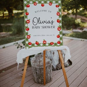 Apple Baby Shower Welcome Sign Template, Apple of Our Eye Baby Welcome Poster, Fall Baby Shower Sign, Apple Birthday Sign | APPLE image 4