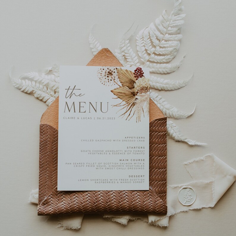 Boho Wedding Menu Template Floral Wedding Menu Let's Eat - Etsy
