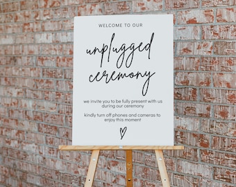 Modern Unplugged Ceremony Sign, Minimalist Wedding Decor (Digital Download)