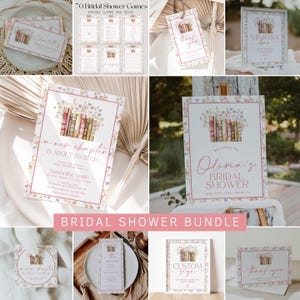 Storybook Bridal Shower Invitation Bundle, New Chapter Bridal Shower Invitation and Games Bundle, Vintage Book Bridal Shower Games | BOOK
