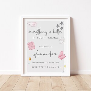 Pajama Party Bachelorette Welcome Sign Template (Digital Download) image 4