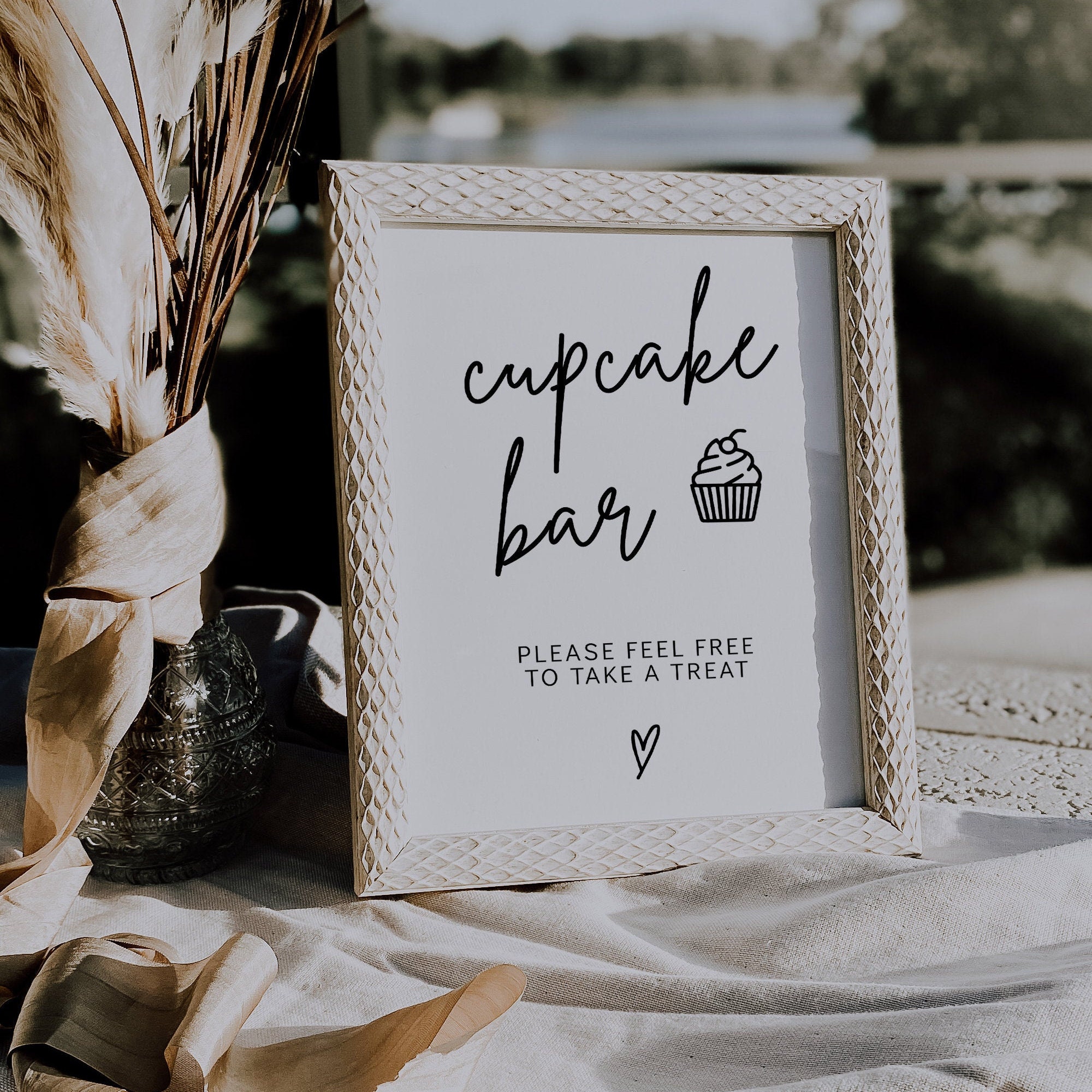 Modern Cupcake Bar Sign, Minimalist Wedding Dessert Table (digital ...