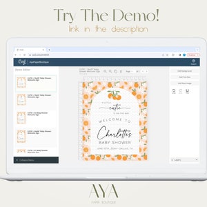Orange Citrus Baby Shower Welcome Sign Template (Digital Download) | CUTIE image 6