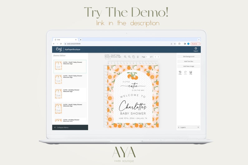 Orange Citrus Baby Shower Welcome Sign Template (Digital Download) | CUTIE image 6