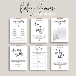 Minimalist Baby Shower Games Bundle Template, Modern Baby Shower Games Pack, Printable Baby Shower Bundle, Gender Neutral Baby Games | GRACE
