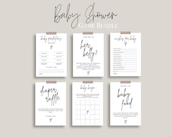 Minimalist Baby Shower Games Bundle, Modern Printable (Digital Download)