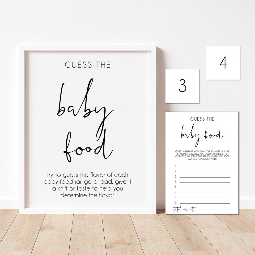 Guess the Baby Food Game Template, Minimalist Baby Shower Game, Gender