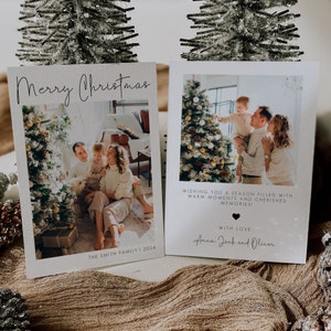 Foto kerstkaart sjabloon, Boho kerstkaart, Merry Christmas fotokaart, minimalistische kerstkaart, foto kerstkaart | CHLOE