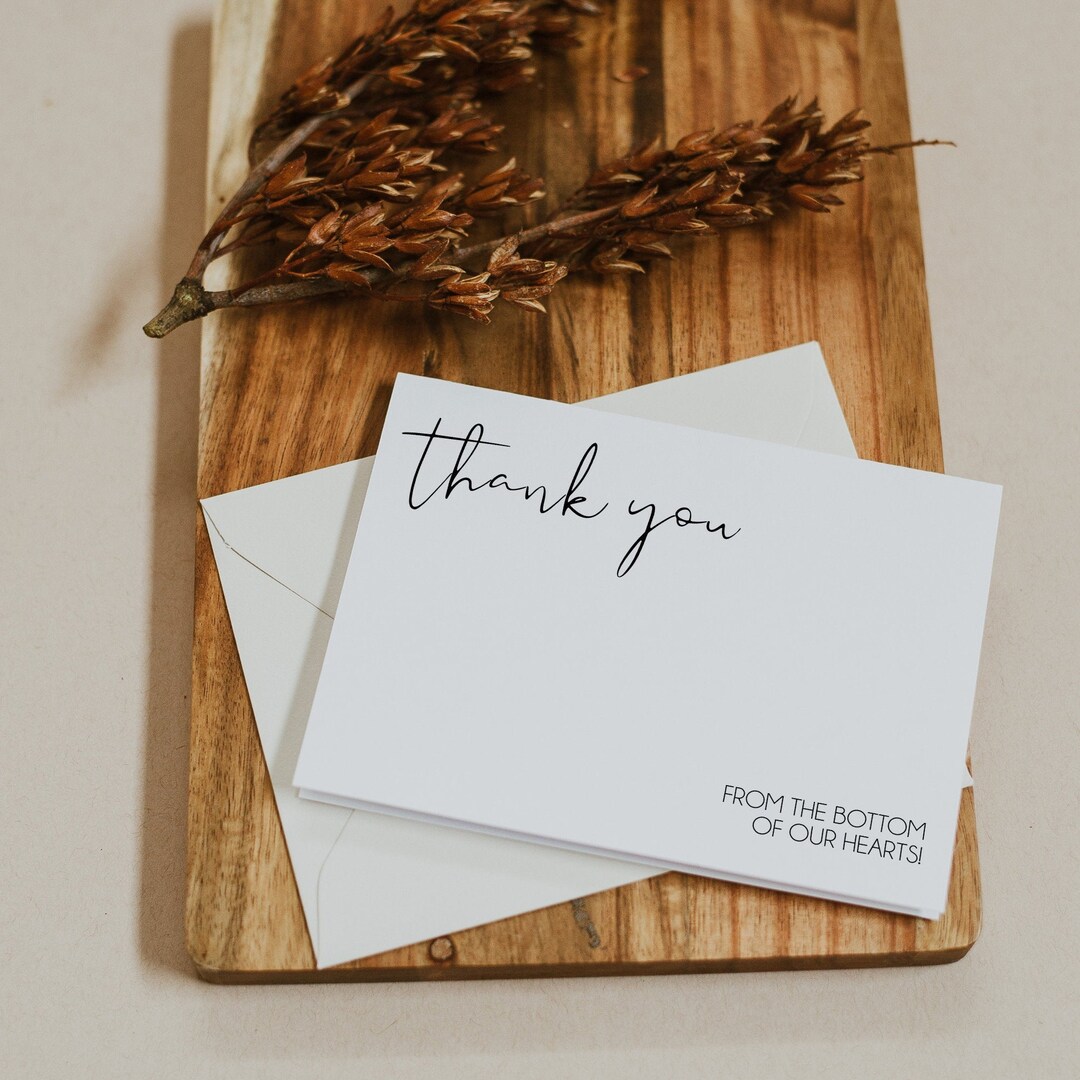 Minimalist Wedding Thank You Card Template, Modern Printable Card - Etsy