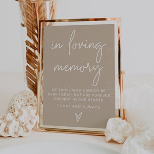 In Loving Memory Sign Template, Printable In Memory Wedding Sign, Editable Wedding Memorial Table Sign, Minimalist Memory Sign | LUNA