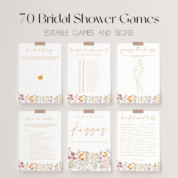 Wildflower Bridal Shower Games Bundle, Love in Bloom Bridal Shower Games, Boho Wedding Shower Games, Editable Bridal Party Games | JULIA