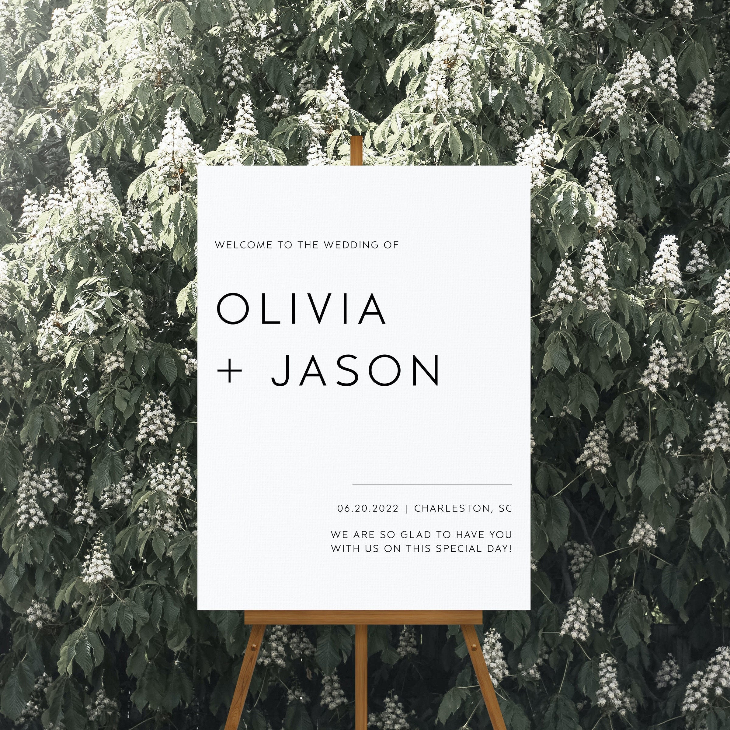 Minimalist Wedding Welcome Sign Template, Modern Handwritten Font