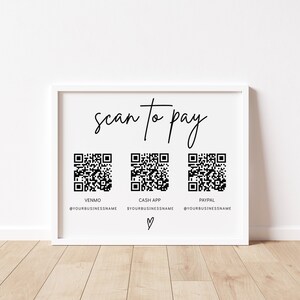 QR-code tekensjabloon, scannen naar betaalteken, Venmo-teken, CashApp QR-codeteken, marketing voor kleine bedrijven, PayPal-betalingsteken | ELEGANTIE