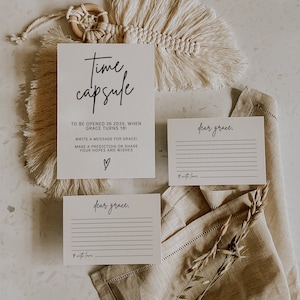 Plantilla de cápsula del tiempo, juegos de baby shower de cápsula del tiempo, cápsula del tiempo del primer cumpleaños, cápsula del tiempo de despedida de soltera, tarjetas de cápsula del tiempo / GRACE
