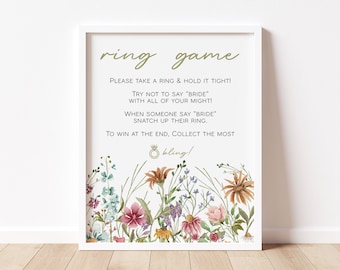 Wildblumen Brautparty Ring Spiel Zeichen, Boho Floral (Digital Download)