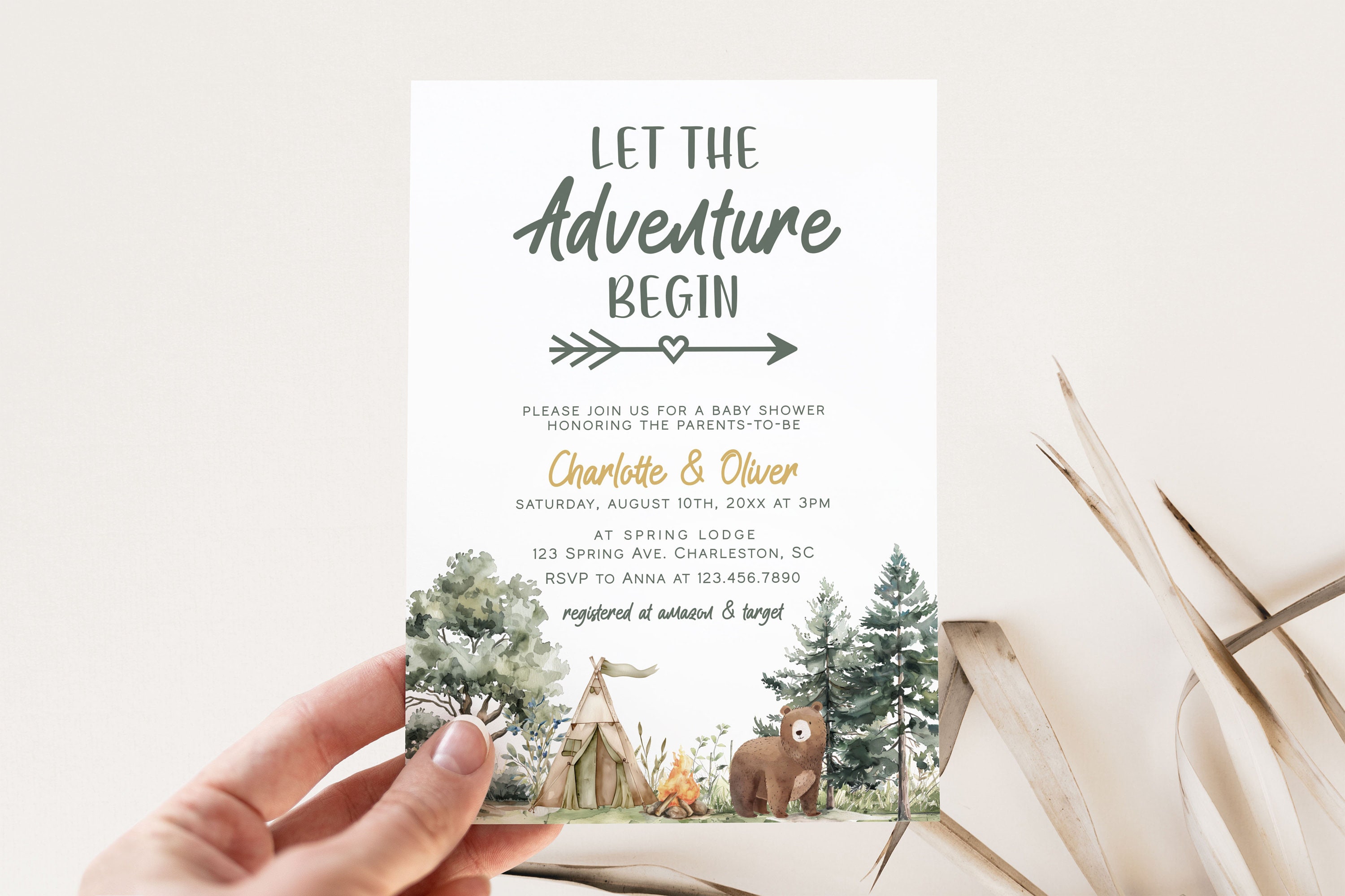 Let the Adventure Begin Baby Shower Invitation Template Set, Adventure ...
