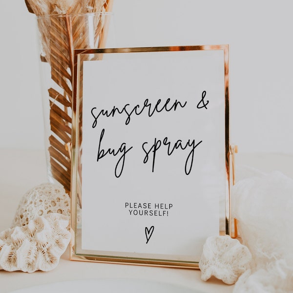 Sunscreen and Bug Spray Sign Template, Outdoor Wedding Ceremony Sign Printable, Garden Wedding Poster, Summer Wedding | GRACE